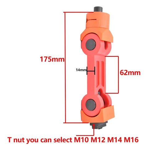 Shop Ready Universal Adjustable Workpiece Stop Positioner For Lathe And Milling Machine Precision Locator Fixture M16 Heavy Hitter No Fuss Locking Tool Jig, red tool with dimensions 175mm x 62mm for secure workpiece clamping.