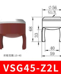 Flexible Mechanical Arm Gripper Model VSG45 Z2L with silicone pneumatic soft fingers, diagram and dimensions shown.