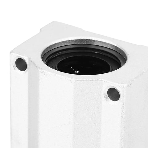 Close-up view of SC20UU 20MM Aluminum Linear Motion Ball Bearing Slide Block showcasing bearing housing and seal.