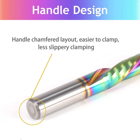 Dope Up Down Compression Spiral Router Bit For Wood Engraving And Grooving One Quarter Inch Shank Two Flute DLC Coated End Mill
