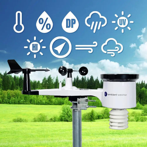 WS-2902 WiFi Smart Weather Station With Osprey Sensor Array Rain Cup And Color LCD Display for home use in a field setting