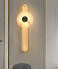 Marble Wall Mount Light With Copper Finish Wabi Sabi Natural Stone Sconce For Bedroom Living Room Entryway Or Workshop LED Wall Lamp
