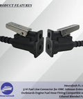 Five Sixteenth Inch Fuel Line Connector For OMC Johnson Evinrude Outboard Engines Direct Replacement Fuel Hose Fitting Compatible With Ethanol Blended Fuels Easy Install And Secure Seal, side angle view