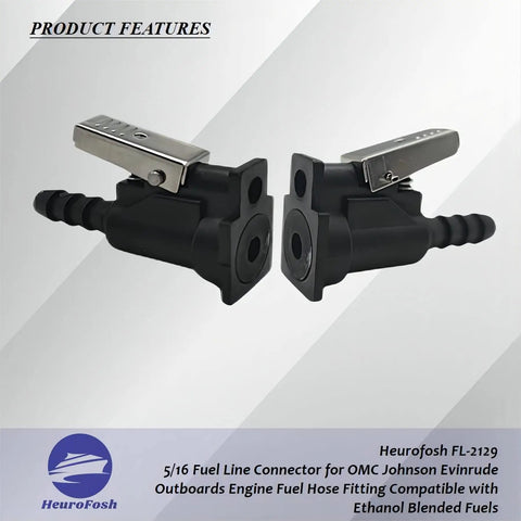 Five Sixteenth Inch Fuel Line Connector For OMC Johnson Evinrude Outboard Engines Direct Replacement Fuel Hose Fitting Compatible With Ethanol Blended Fuels Easy Install And Secure Seal, side angle view