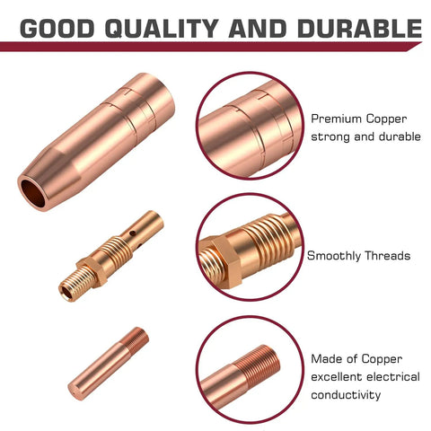 Rugged MIG Welder Accessory Kit For Lincoln Magnum 100L with copper nozzles and contact tips for spatter control and conductivity