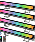 Wash Light Bar 45W RGBW DJ Stage Lights With Smart App Control Waterproof 36 LED Wall Washer Dope For Indoor Outdoor Decor Weddings Churches Bars And Events 4 Pack shown with remote and app control