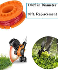 Replacement Trimmer Line Spool For Worx Electric String Trimmers 0.065 Inch 10 Feet Autofeed Edger Line Weed Eater Compatible