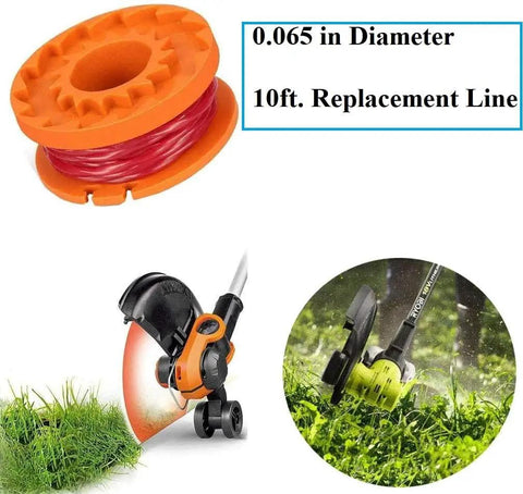 Replacement Trimmer Line Spool For Worx Electric String Trimmers 0.065 Inch 10 Feet Autofeed Edger Line Weed Eater Compatible