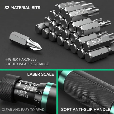 8 To 70 Inch Pound Torque Screwdriver With Quarter Inch Drive Compact Gunsmithing Kit With S2 Steel Bits And Case details