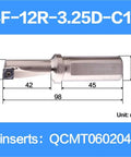 Single-edge U-drill with replaceable insert, SF-12R-3.25D-C16, 2.25/2.5/3.25D sizes, QCMT060204 insert