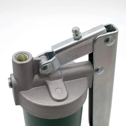 Top view of Spin On Lever Grease Gun Kit, showing metal lever and entry point for 14.5 oz threaded grease tube.