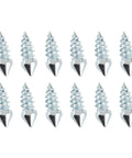 Heavy Duty Winter Tire Spikes With Solid Tungsten Steel Tips And Rugged Aluminum Construction M8 Thread 100 Piece Set, 10 metal tire studs.