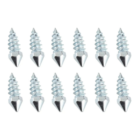 Heavy Duty Winter Tire Spikes With Solid Tungsten Steel Tips And Rugged Aluminum Construction M8 Thread 100 Piece Set, 10 metal tire studs.