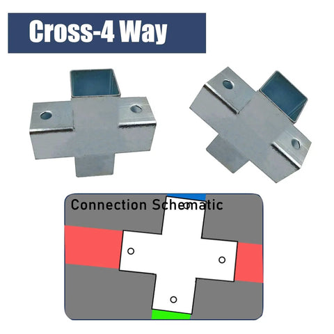 Tough As Nails 4 Way Square Tube Connectors For 1x1 1.5x1.5 And 2x2 Inch Metal Pipe 15 Piece Set with connection schematic