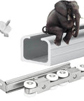 Heavy Duty Sliding Barn Door Hardware Track Kit Exterior With Low Profile Pocket Door Rail For One Pivot, 8 Wheel Hanger System, Stainless Steel Construction
