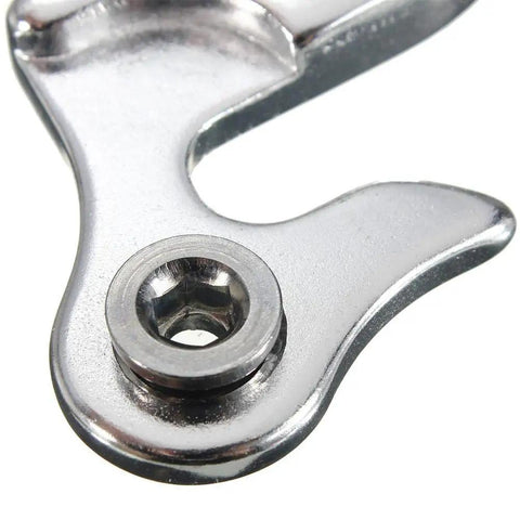 Close-up of Aluminum Alloy Bike Rear Derailleur Hanger Tail Hook For Mountain And Road Bikes Universal Silver Gear Guard WG004-SL