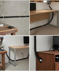 Built Tough Workhorse Corrugated Flexible Conduit Pipe With Compression Fitting Connector For Electrical Cable Routing And Wiring Harness Protection Rated At 20 Bar Pressure In A Sturdy 19 Millimeter Coil used in a workspace setup.