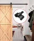 Sliding Barn Door Stopper Rail Stop For Single Or Double Doors, Top Flat Track And Center Or End Install, Adjustable Fit For 1.57 Inch Width Tracks 40mm, Black Satin Aluminum Alloy Construction, Corrosion Resistant, 1 Pair
