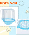 4 Pack Slick Bird Hatching Nest Bowls Featuring A Secure Barbed Wire Partition, blue plastic bowl, aviary accessory.