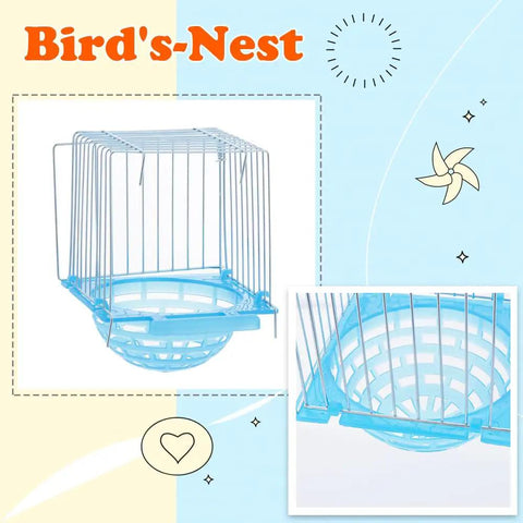 4 Pack Slick Bird Hatching Nest Bowls Featuring A Secure Barbed Wire Partition, blue plastic bowl, aviary accessory.