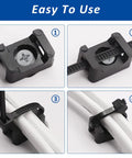 Pro Grade Zip Tie Mounts Kit With 60 8 Inch Ties 60 Saddle Base Clips And Screws Durable Black Wire Organizer Bundle For Home Office Car DIY Projects showing easy installation steps