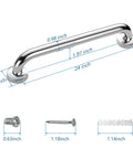 Stainless Steel Shower Grab Bar 2 Pack 24 Inch Bath Grab Handles For Tub And Shower Safety Rails Non Slip Grip Supports Up To 500lbs
