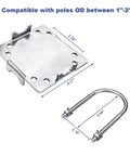 Cross Over Antenna Mast Clamp Kit With U Bolts For 1 To 2 Inch Poles featuring galvanized steel plate and U-bolt dimensions