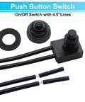 Two Pack Waterproof 12V Push Button Switch SPST On Off For RV Motorcycle Auto Car Bathroom Fan With 12mm Button and 4 Inch Wire Leads