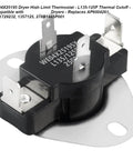 Dryer High Limit Thermostat WE04X25195 L135-125F Replacement Thermal Cutoff Protector For Dryers Precise Temperature Control To Prevent Overheating GE Compatible, black ceramic body with metal terminals