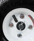 Heavy Duty Dual Gate Wheel With 10 Inch Pneumatic Tires showing wheel hub and valve, designed for smooth operation on various surfaces.