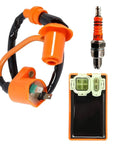 Racing 6 Pins AC CDI Box With Ignition Coil and 3 Electrode Spark Plug Kit for Gy6 50cc 125cc 150cc Scooters Moped ATVs Go Karts
