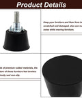 Close-up of 1.2 Inch M6 Threaded Adjustable Furniture Leveling Feet Set showing the rubber base and steel threading.