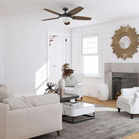 48 Inch Indoor Ceiling Fan With LED Light, Remote Control, Bronze Finish, Reversible Motor, Modern Living Room