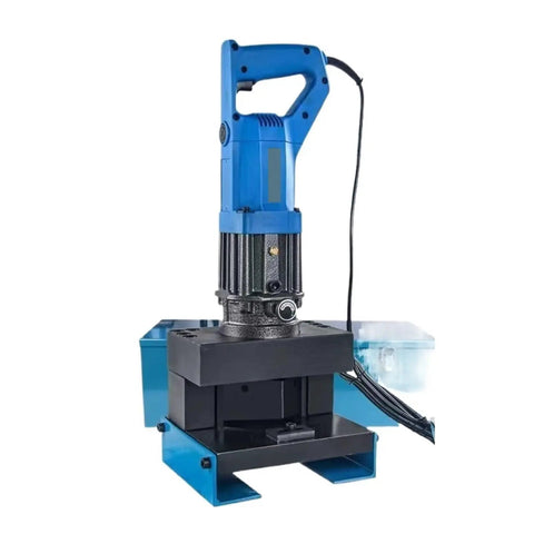 4 In 1 Portable Electric Hydraulic Crimping And Cutting Tool For Steel with blue motor detail, designed for cutting steel up to 50x50mm.