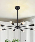 Dope Modern Sputnik 8-Light Industrial Matte Black Chandelier With 180 Degree Rotatable Lamp Cups in kitchen