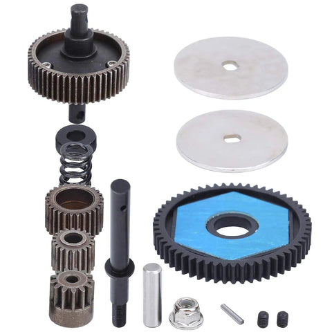 Spur Gear Set With Motor Gear For Axial SCX10 And SCX10 II 90046 90047 RC Car Transmission Gears Beefed Up Upgrade Kit High Strength Steel Hard Anodized Finish Durable RC Model Car Accessories parts laid out