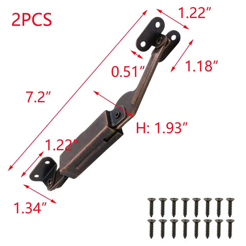 Dual Direction Spring Lid Support Hinges For Cabinets, Boxes, Chests, And More, Red Bronze Iron Finish, includes mounting screws, 2 pack