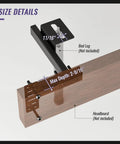 Adjustable Headboard Brackets Metal Bed Frame Wall Mounts With Footboard Extension Kit Fits Twin Full Queen King Bed size details including measurements.