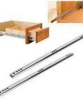 2 Pack Heavy Duty Cabinet Drawer Slides Replacement Ball Bearing Smooth Bidirectional Glide Rails 15–20kg Load Capacity 34.2 x 1.7 x 0.8 cm Silver Cabinet Rails For Dresser Drawers And Cabinets shown installed and separate