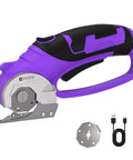 Heavy Duty Cordless Electric Scissors 4V Rechargeable Rotary Cutter for fabric, featuring ergonomic design and USB charging.
