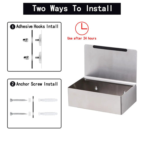 Adhesive Toilet Paper Holder With Shelf And Storage, Wall Mount Toilet Paper Roll Holder And Flushable Wipes Dispenser, Fits Any Bathroom, Stainless Steel Round Brushed Nickel, Easy Install, No Fuss Setup