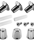 Three Piece Shower Knob Replacement Kit for Price Pfister and Gerber Faucets with handles, stems, and screws visible.
