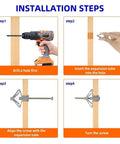 Installation steps for Heavy Duty Plastic Expansion Anchor Kit for Gypsum Board and Hollow Walls with Screws and Toggle Anchors