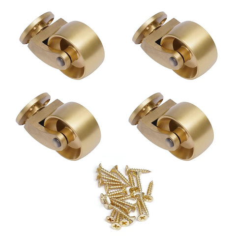 Heavy Duty Antique Brass Casters, Smooth Glide Wheels For Furniture And Storage Trunks, set of four with screws included.