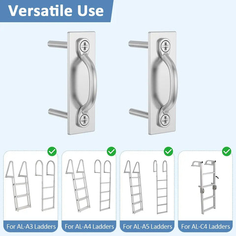 Heavy Duty Marine Dock Ladder Hardware Kit For Boats And Pontoons Slick 2 Pack Mounting Kit showing stainless brackets for AL A3 A4 A5 C4 models.