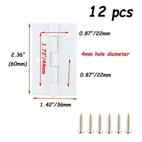 Heavy Duty White Iron Folding Butt Hinges 2.5 Inch With Commercial Grade Zero Play Action For Chicken Coops And Garden Gates Rust Tough hardware dimensions and screws