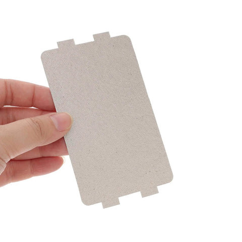 Hand holding 18 Pack Microwave Mica Sheets 0.04 Inch Thick Heat Insulation Waveguide Covers for Microwave Oven Replacement Parts