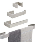 4 Piece Stainless Steel Bathroom Hardware Set With Square Towel Bar Hand Towel Rack Toilet Paper Holder And Robe Hook Wall Mounted Brushed Finish 24 Inch Easy Install Boss Level Modern Home Upgrade