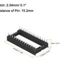 20 Pack DIP IC Socket Adapters 28 Pin, 2.54mm Pitch For Soldering And Quick IC Testing with measurements diagram