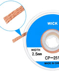 Six Pack 5Ft Solder Wick Braided Desoldering Wicks With Flux No Clean For Electronics PCB Repair Blue 0.1 Inch Wide, close-up